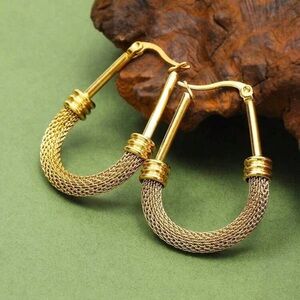 COPY - Elegant Gold Mesh Hoop Earrings